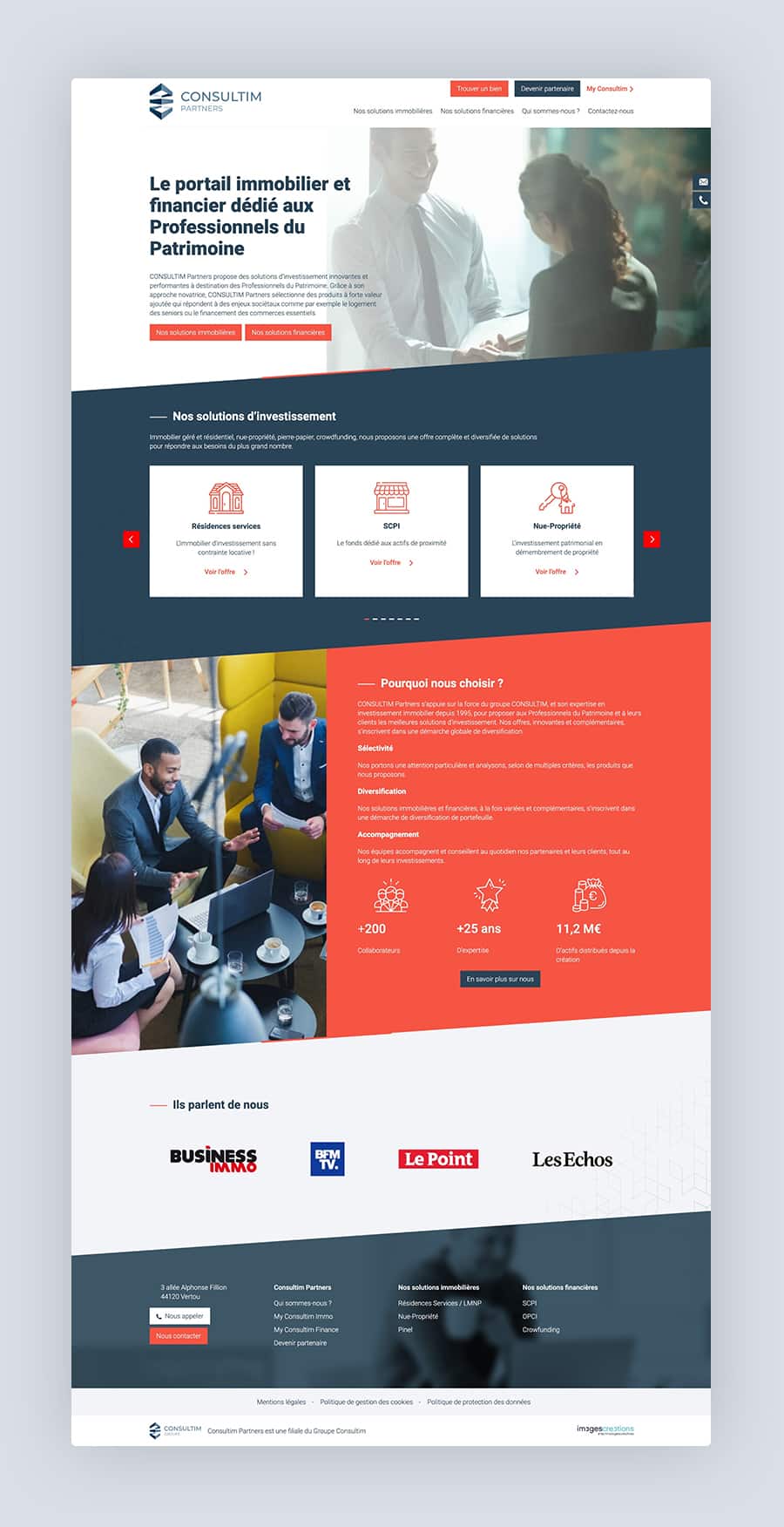 Site web Consultim Partners, le portail financier des professionnels du patrimoine