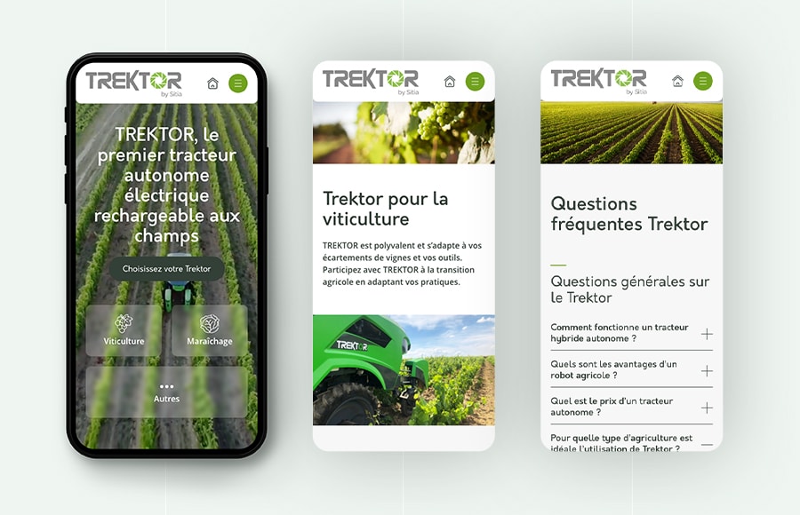 Site web Trektor by Sitia, tracteurs agricoles autonomes